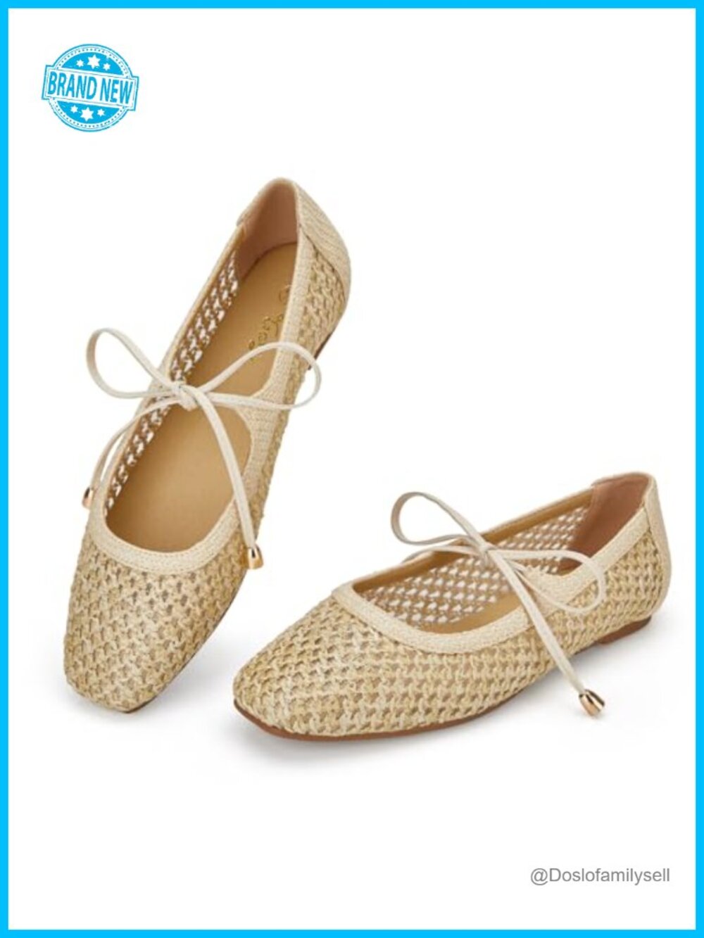 Woven Mary Jane Flats Square Toe Buckle Casual Womens Shoes